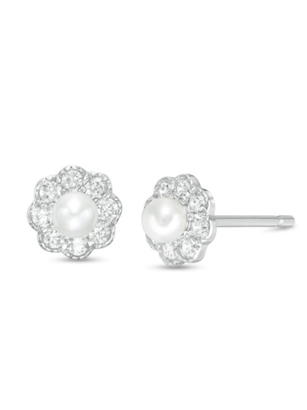 NWT Toddler girls Pearl flower earrings-Piercing Pagoda